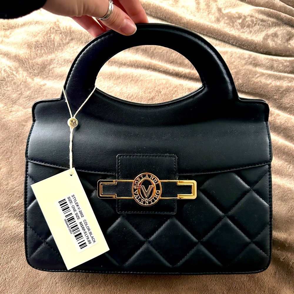 NWT! Valentino Orlandi Leather Handbag- Black